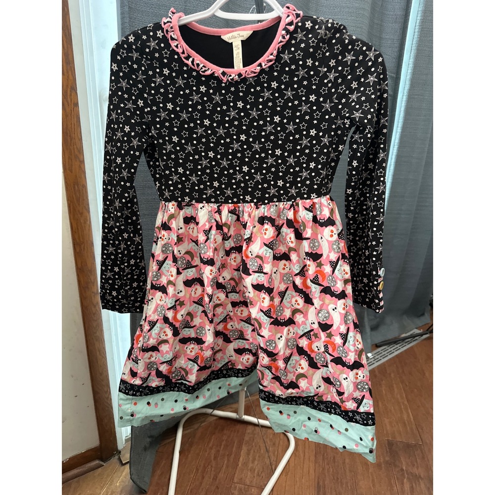 Matilda Jane Girls Halloween Ghost Witch Bat‎ Star Print Dress Size 12